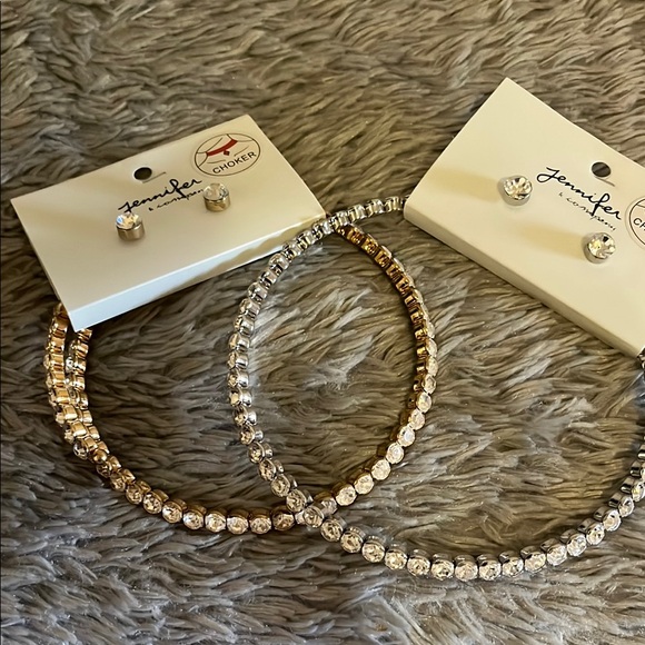 Jeweled choker & stud earrings set - Picture 1 of 6